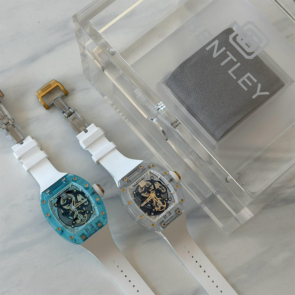 【BENTLEY 賓利】 THE LUMINA 幻影系列 BL-70系列 自動上鍊 水晶錶殼 鏤空  酒桶 白色 機械錶