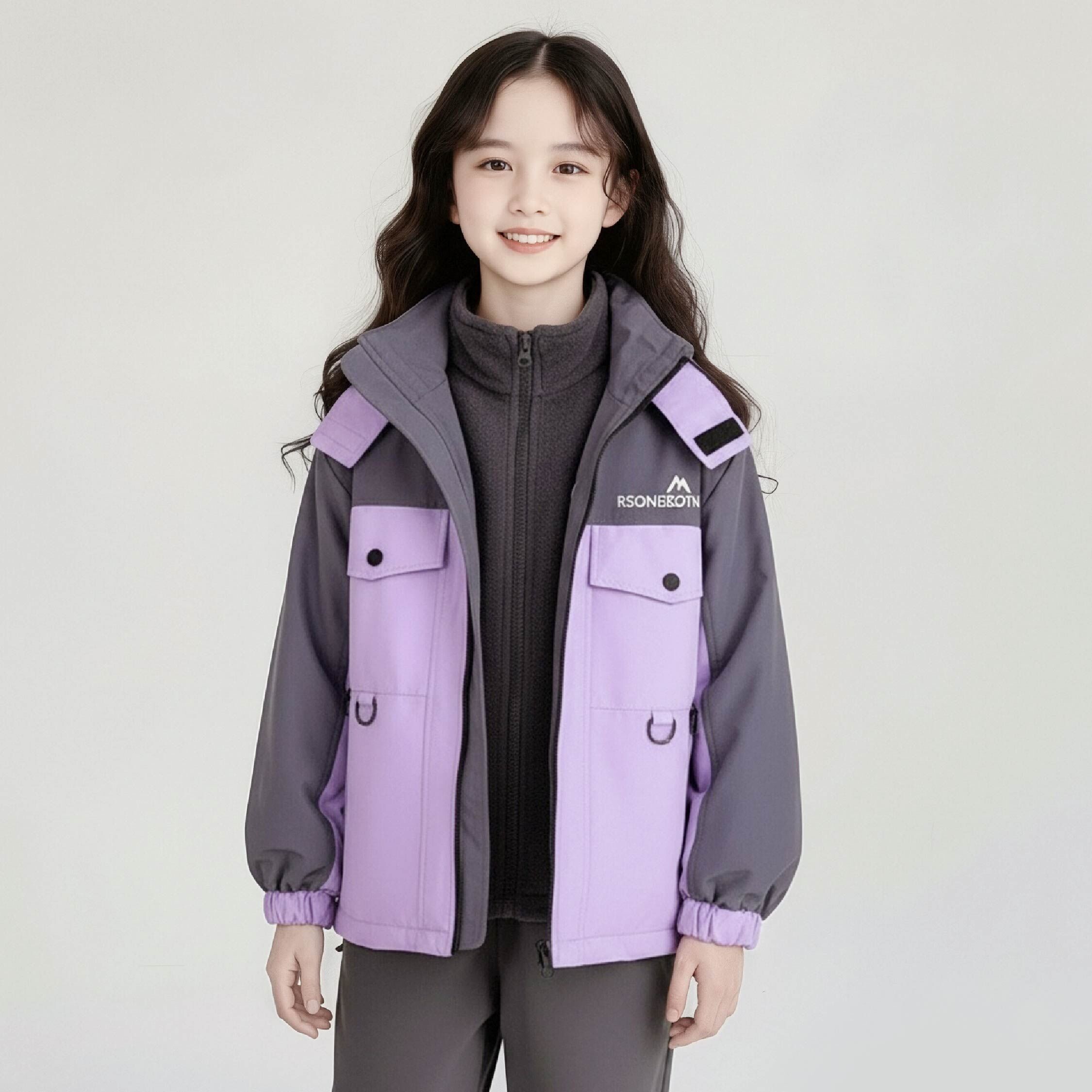 【H55702】質感小山拚色衝鋒外套