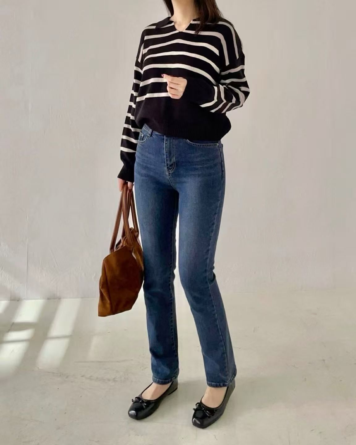 HL2564 女團刷薄毛牛仔褲