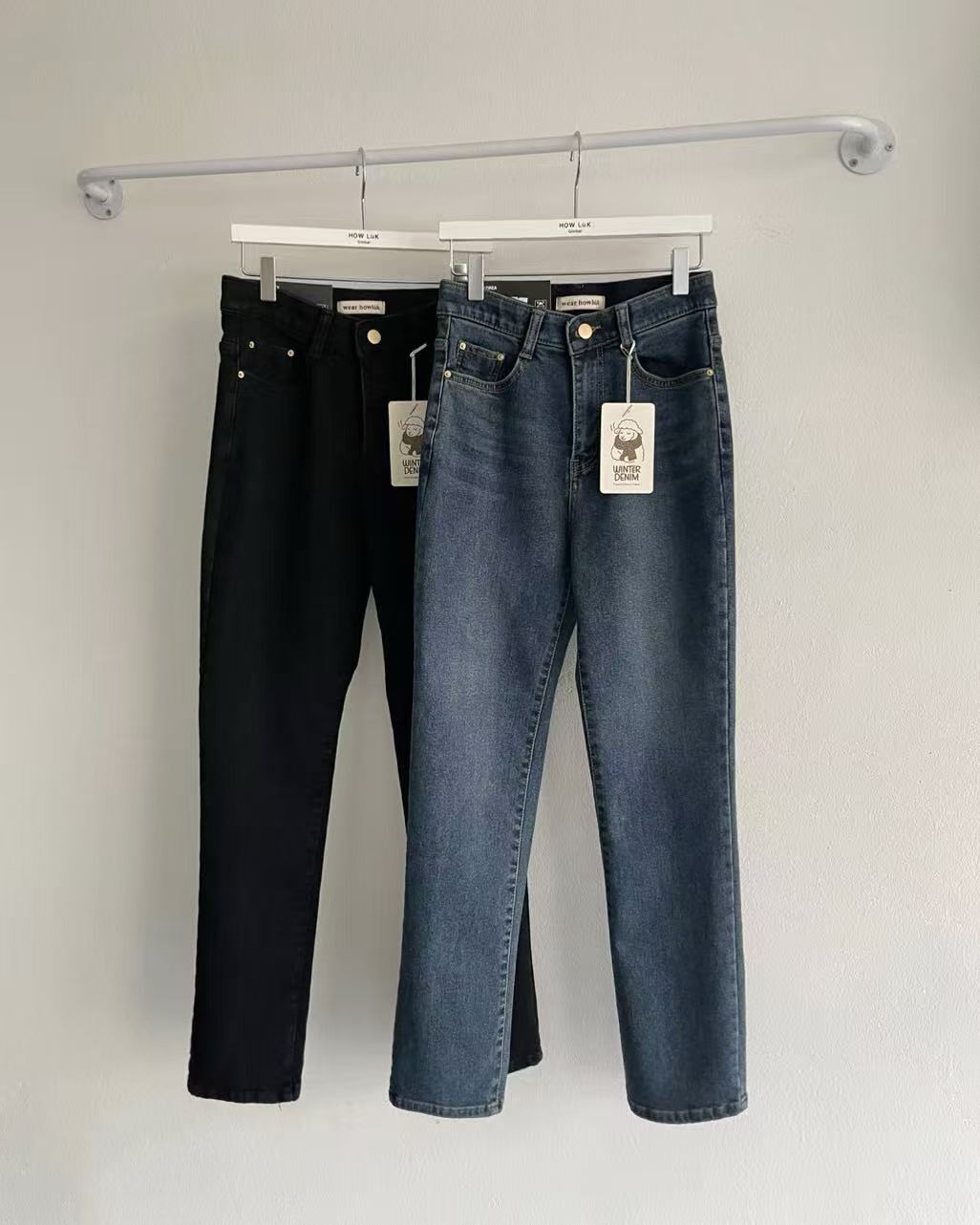 HL2564 女團刷薄毛牛仔褲