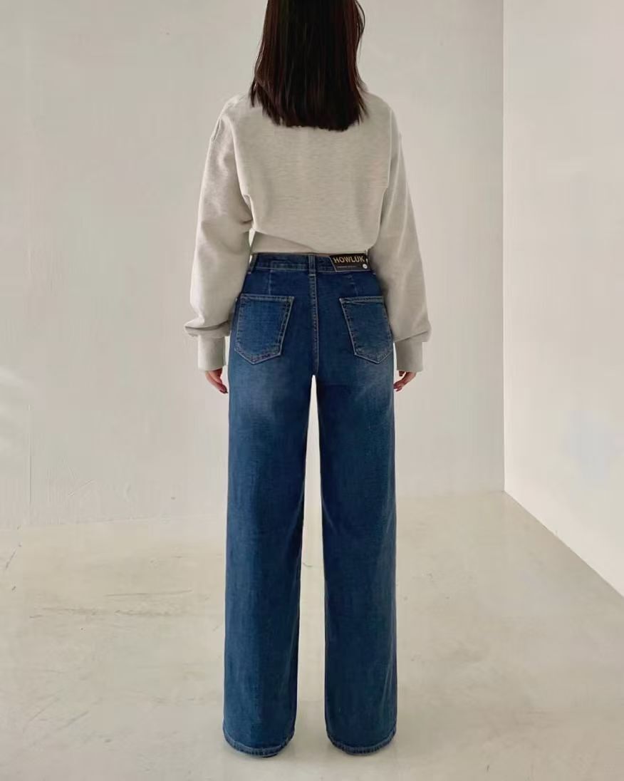 HL2508-1 口袋車線刷薄毛牛仔褲