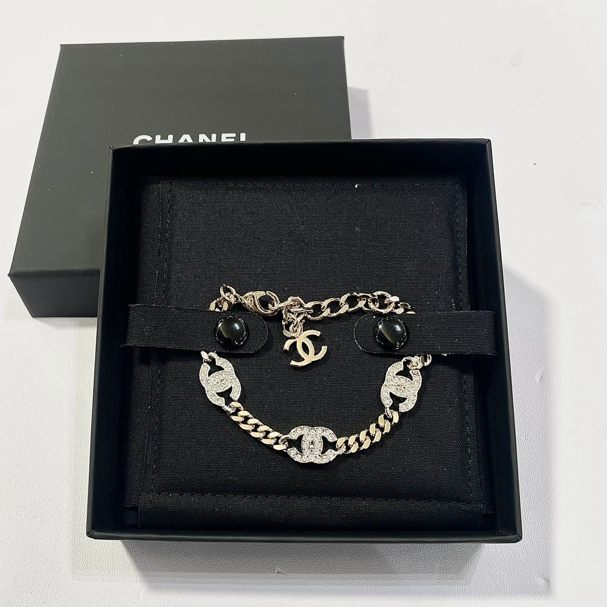 全新CHANEL手鏈 雙C水鑽雙鏈淡金 #BRAND NEW #香榭站正品