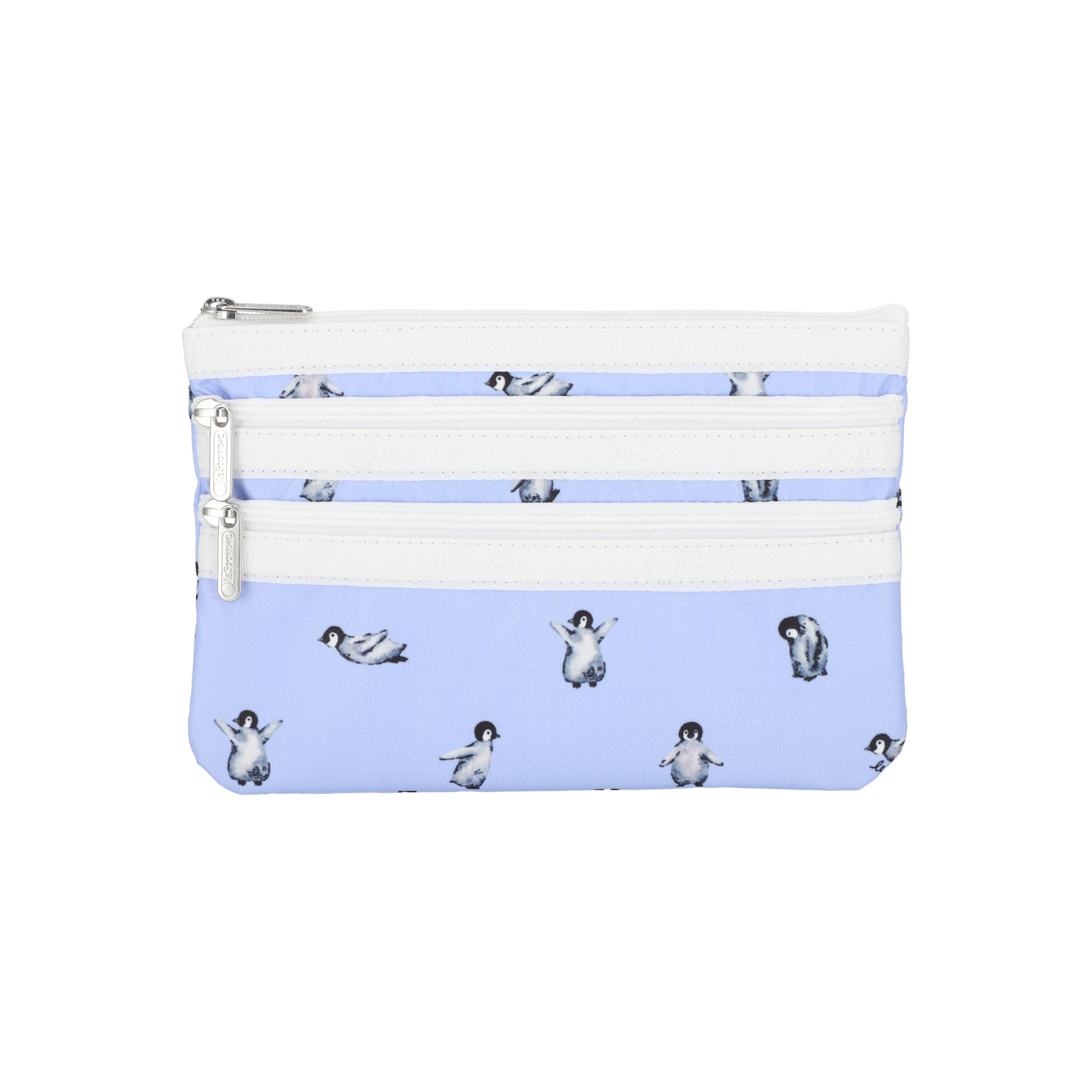三拉鍊化妝袋 (PETITE PENGUINS WHITE)