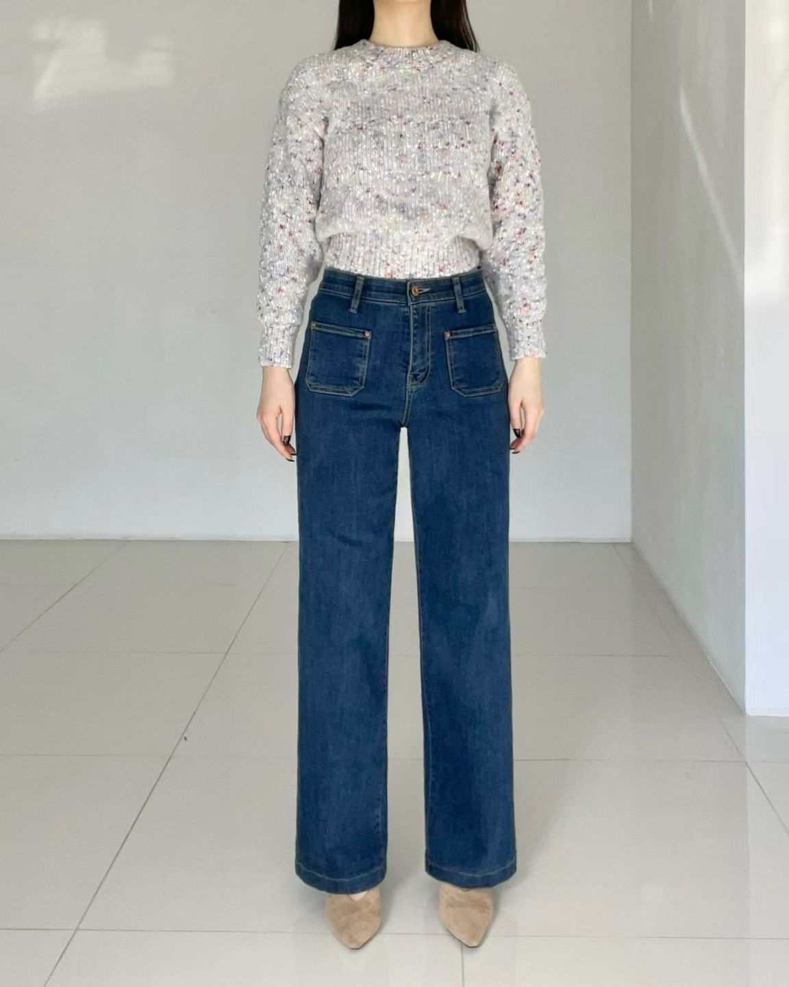 HL2501-2 復古藍薄毛牛仔褲