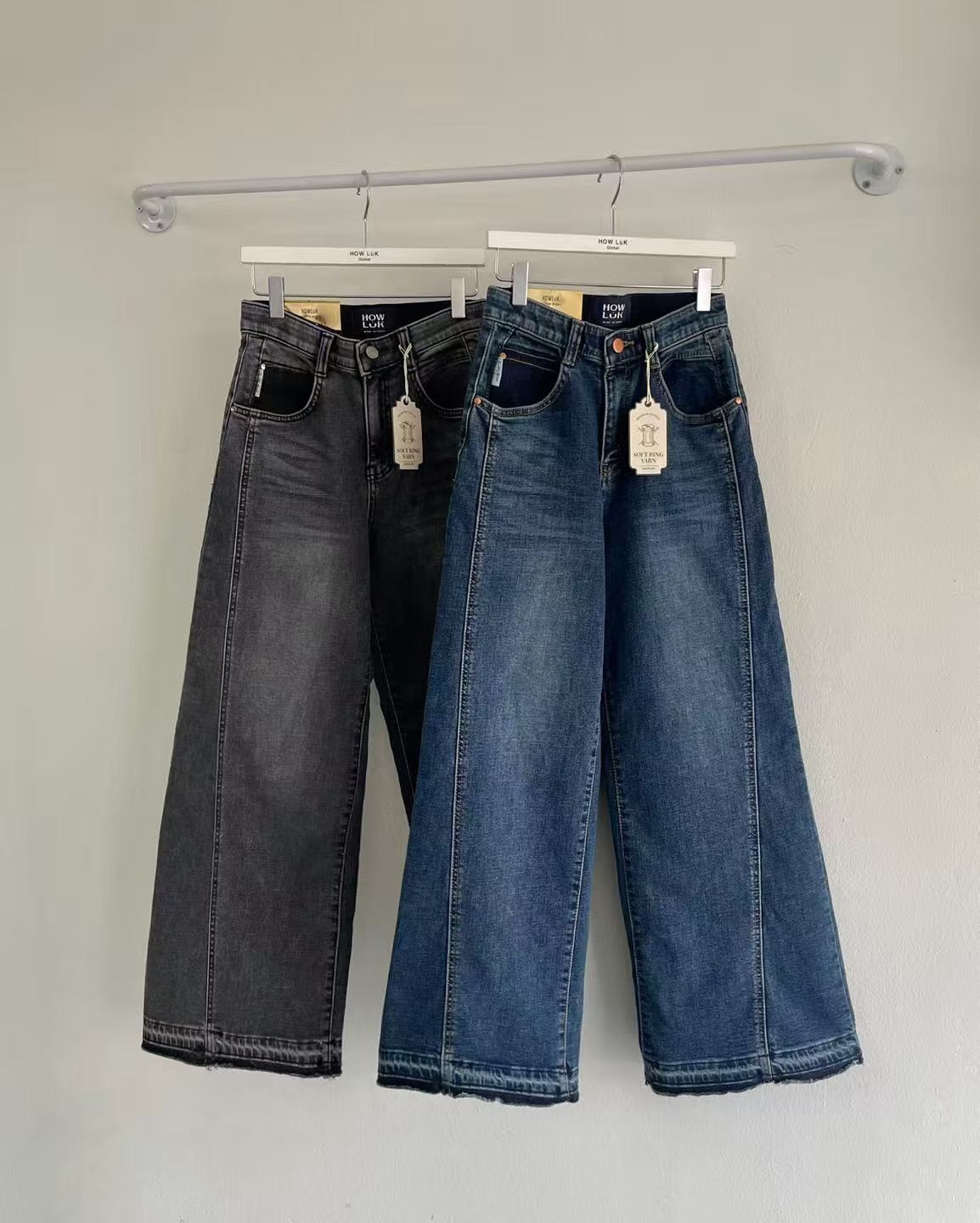 HL5616-1 闊筒薄毛牛仔褲 *特價*