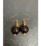 [S] GEMZ & CO AMBER DIY 767 Purple Honey 14+ Silver Inlaid Red Agate Ear Hooks, A22 (A22)
