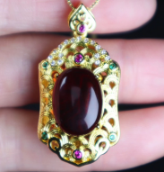 [S] GEMZ & CO AMBER XP041 Blood Amber Pendant, A27 (A27)