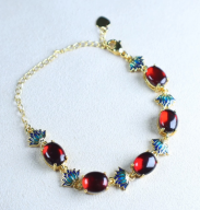 [S] GEMZ & CO AMBER FL003 Blood Amber Lotus Bracelet, A29 (A29)