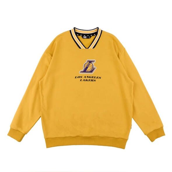 NBA 美式 V領 落肩 隊徽 長袖上衣 湖人隊 3355100562