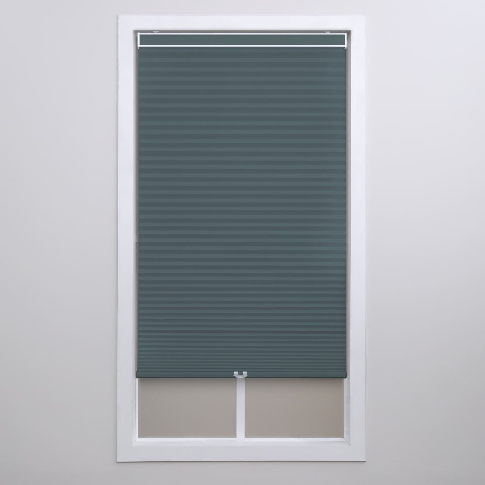 【美形鋁合金】蜂巢簾下開全遮光38mm/幽藍灰．無拉繩．標準釘牆/芮格居家．12BOTTLE窗簾風琴簾