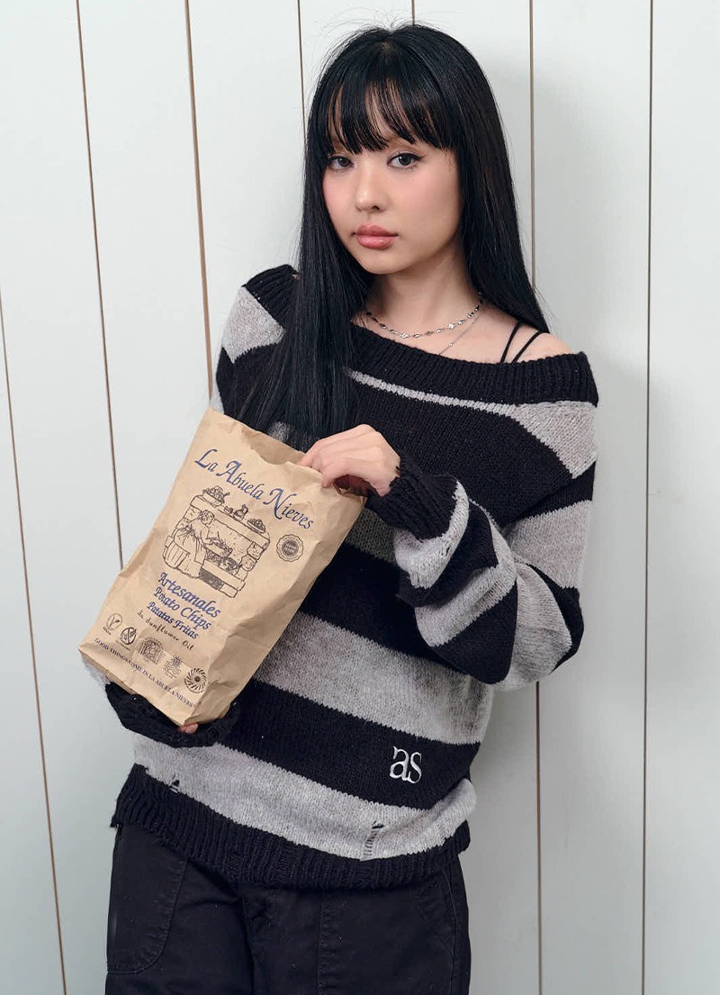 ASON SORI OFF STRIPE KNIT