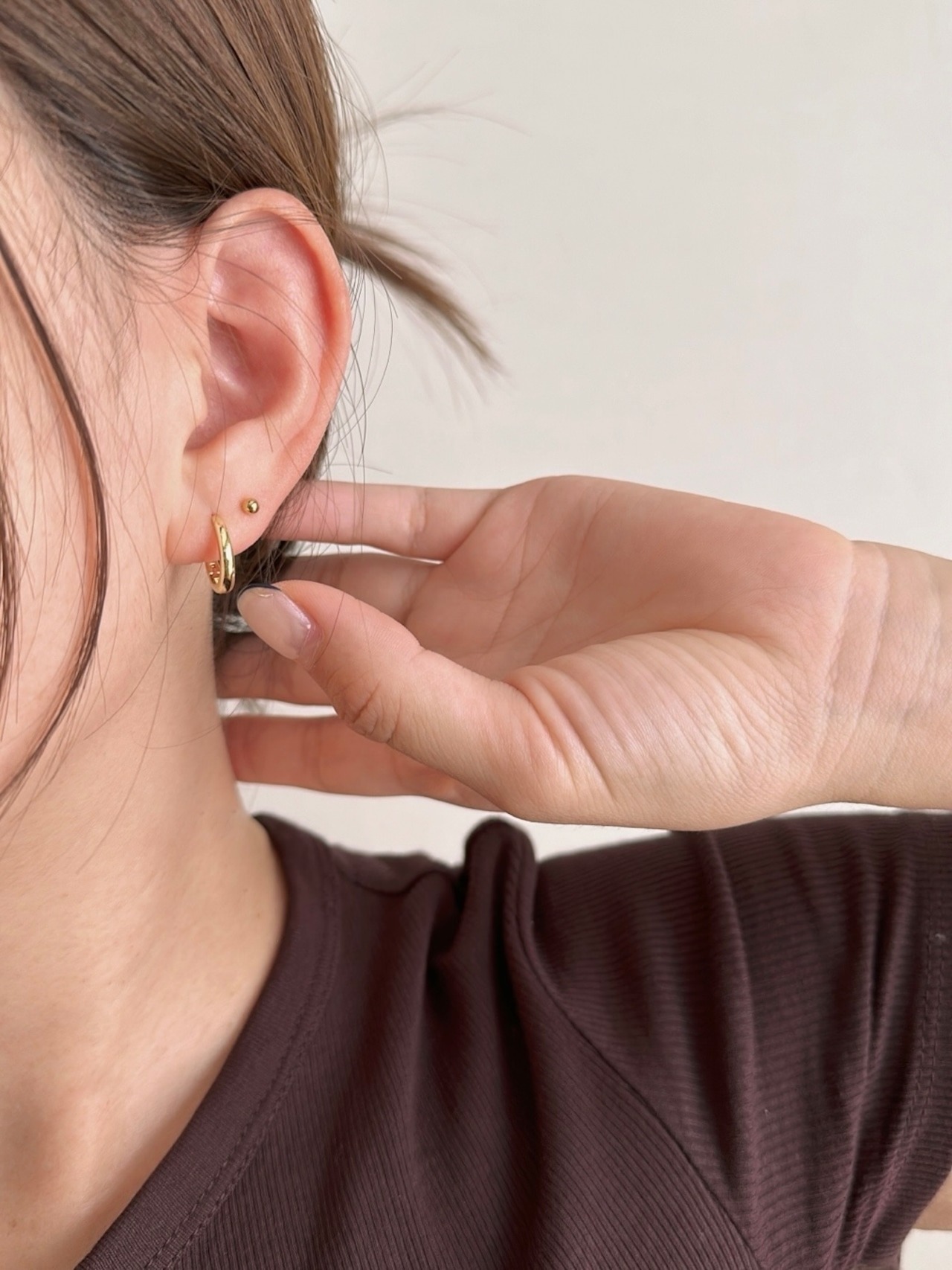 S925 straight pin hoop pierce