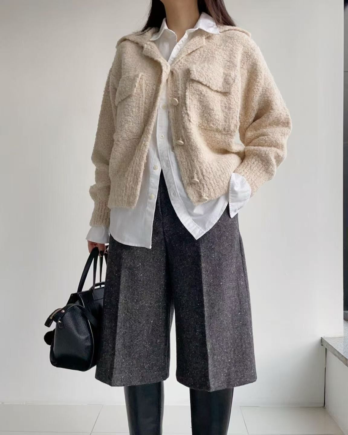 HL362 混色點點刷薄毛五分褲