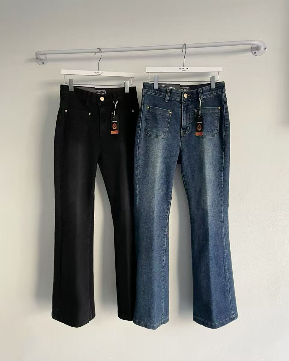 HL2559 冬季新款!壓線刷薄毛牛仔褲