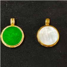 1218GZ142-翡翠GZ-18K黃雙排鑽圓牌（C142）