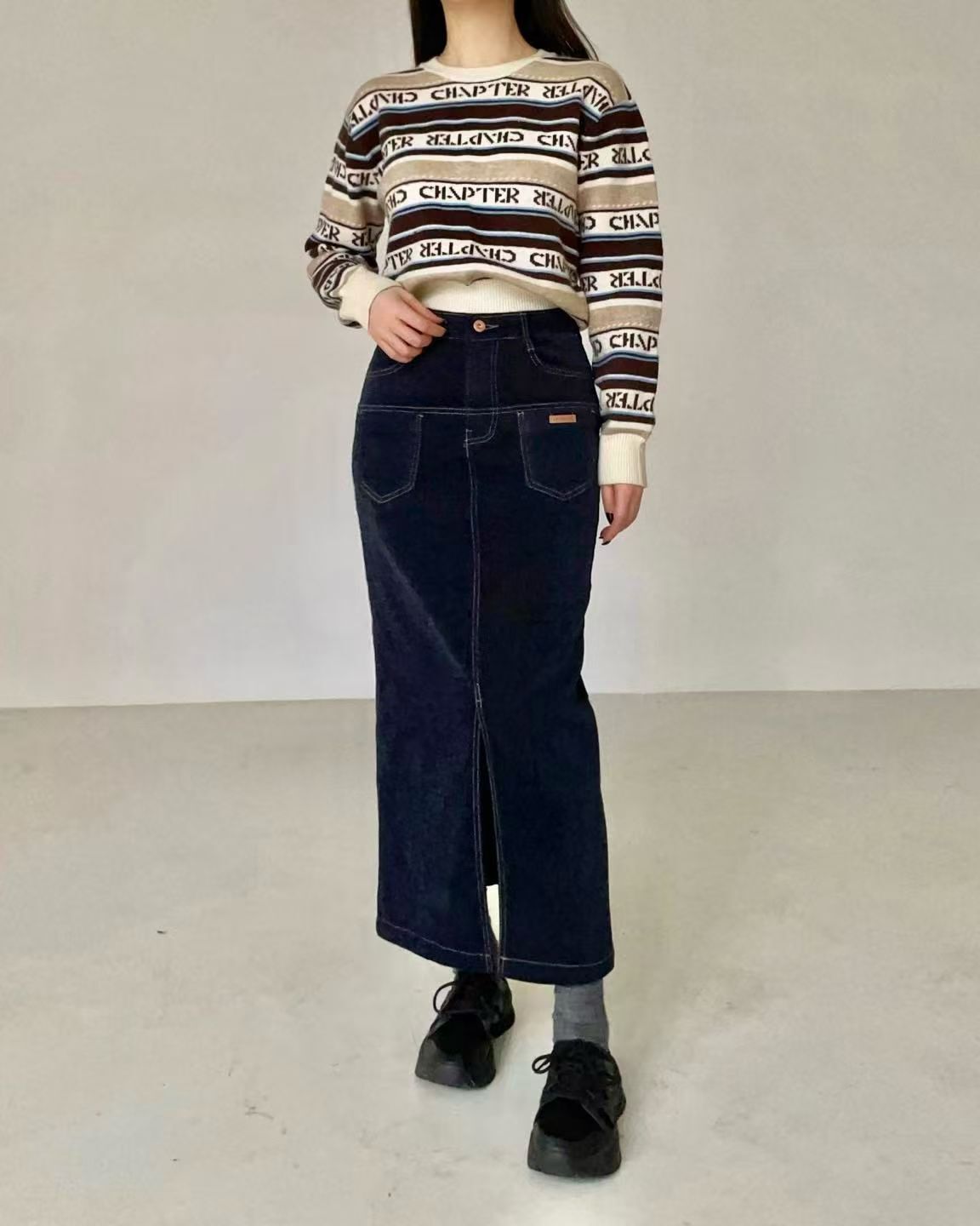 HL2553 冬季新款!雙褲頭刷薄毛絲絨半裙