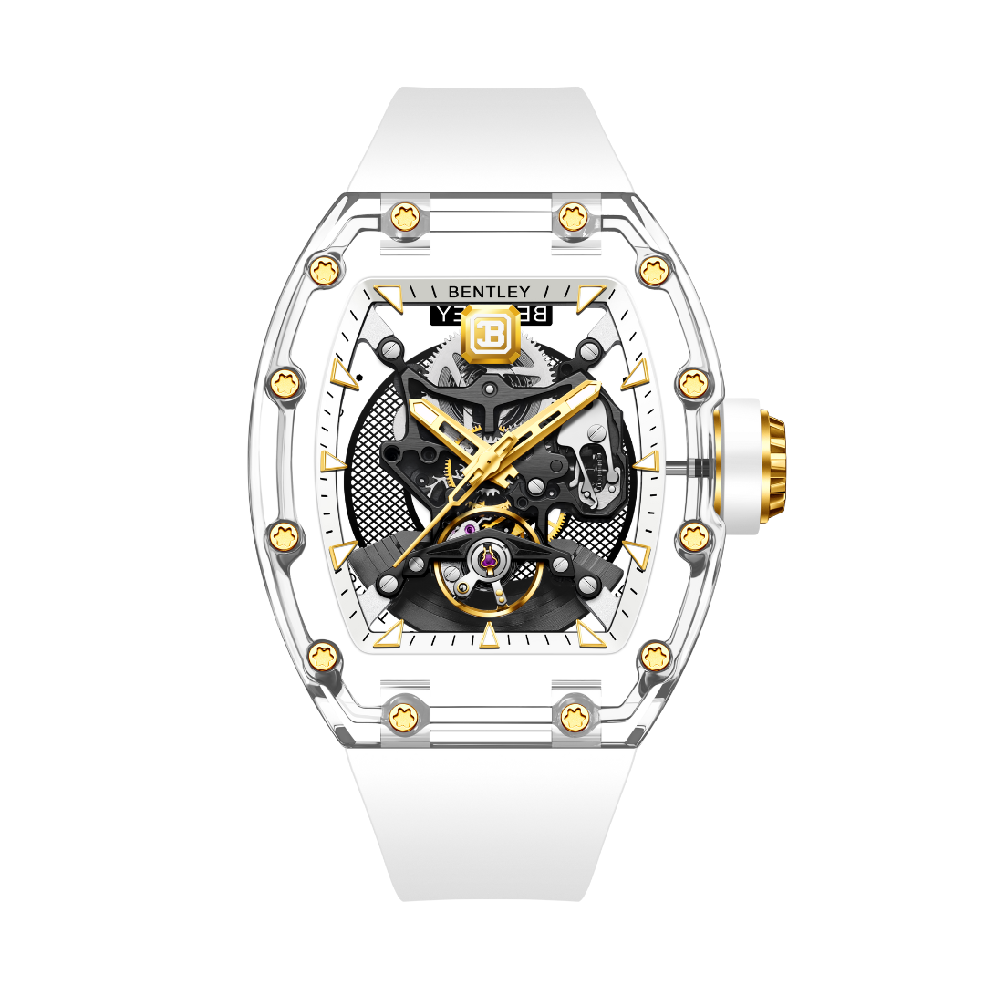 【BENTLEY 賓利】 THE LUMINA 幻影系列 BL-70系列 自動上鍊 水晶錶殼 鏤空  酒桶 白色 機械錶