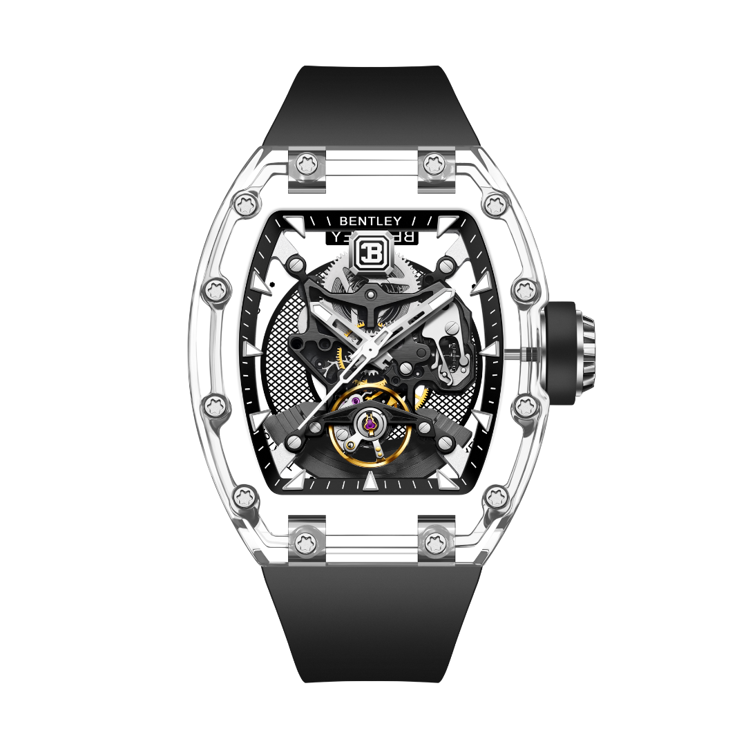 【BENTLEY 賓利】 THE LUMINA 幻影系列 BL-70系列 自動上鍊 水晶錶殼 鏤空  酒桶 黑色 機械錶