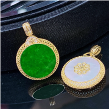 1218GZ150-翡翠GZ-18K黃鏤空蓮花圓牌（C150）