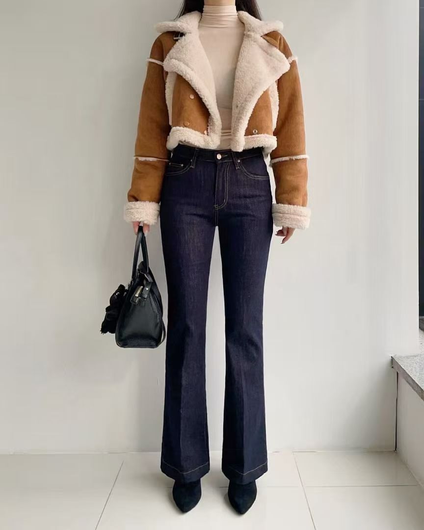 HL2510-1 冬季新款!修腿刷薄毛牛仔褲