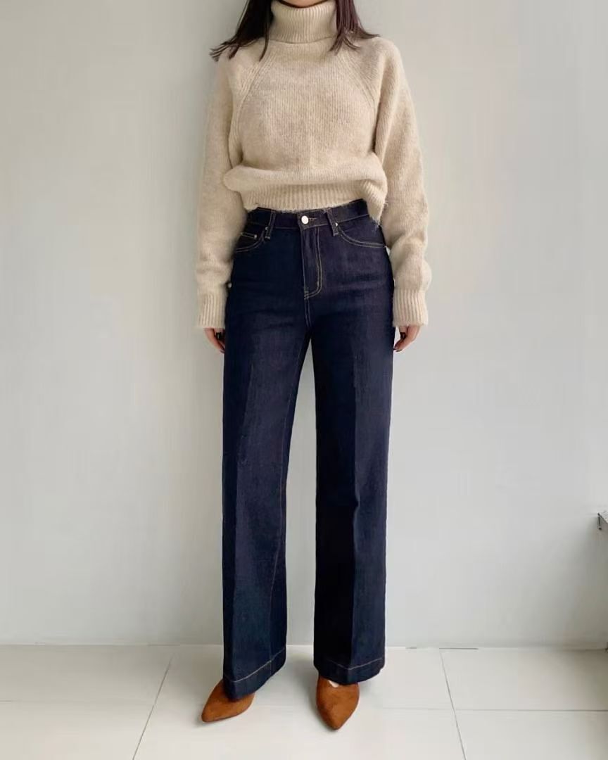 HL2520-1 冬季新款!壓線刷薄毛牛仔褲