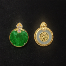 1218GZ153-翡翠GZ-18K黃平安無事圓牌（C153）