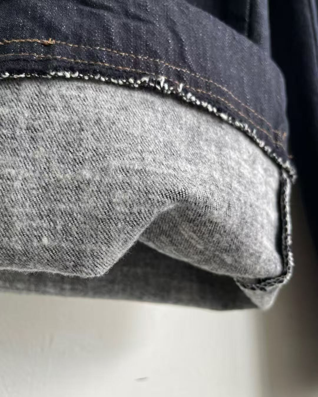 HL2558 冬季新款!長方扣刷薄毛牛仔褲