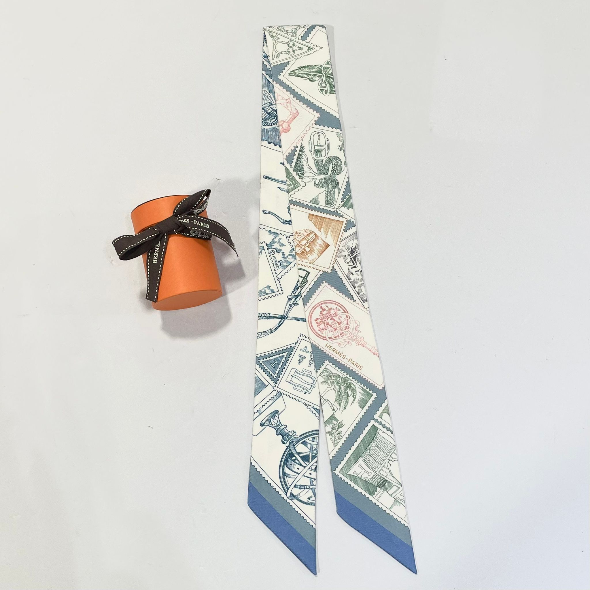 HERMES TWILLY 藍/白/綠 LE PHILATEISTE DU FAUBOURG H064205s 11 #BRAND NEW #香榭站正品