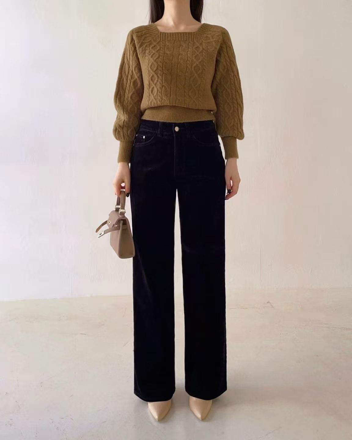 HL2554 冬季新款!氣質刷薄毛牛仔褲