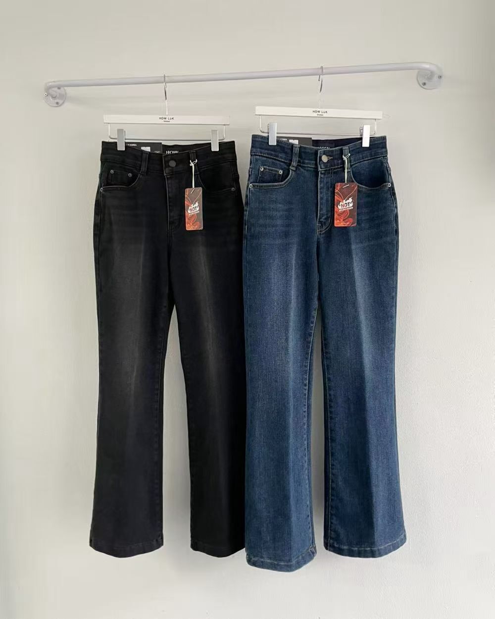 HL2557 冬季新款!壓線修腿刷薄毛牛仔褲