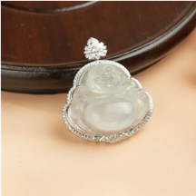 1218GZ164-翡翠GZ-18K白圍鑲佛公（C164）