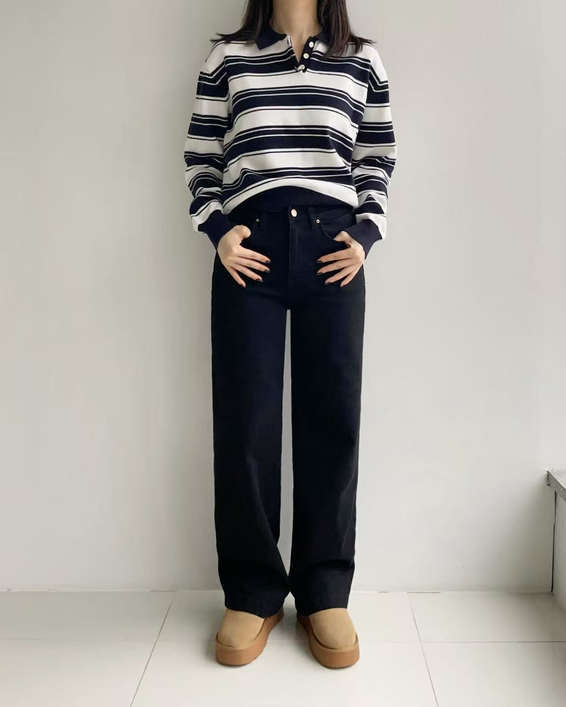 HL2550 冬季新款!內里抓絨刷薄毛長褲