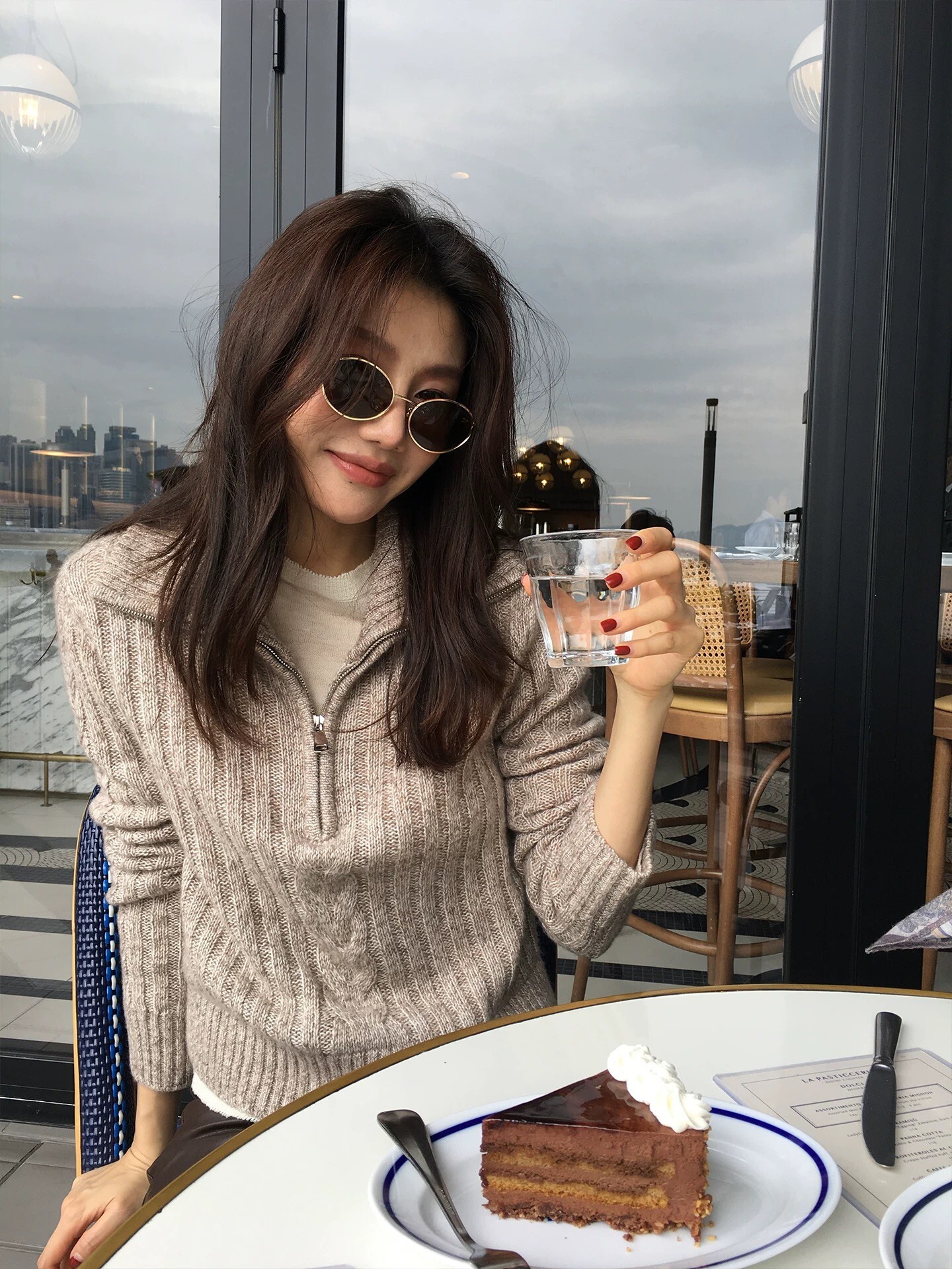 麻花編織羊毛拉鍊立領造型毛衣-S-M / 2色 (Elegant & Love)