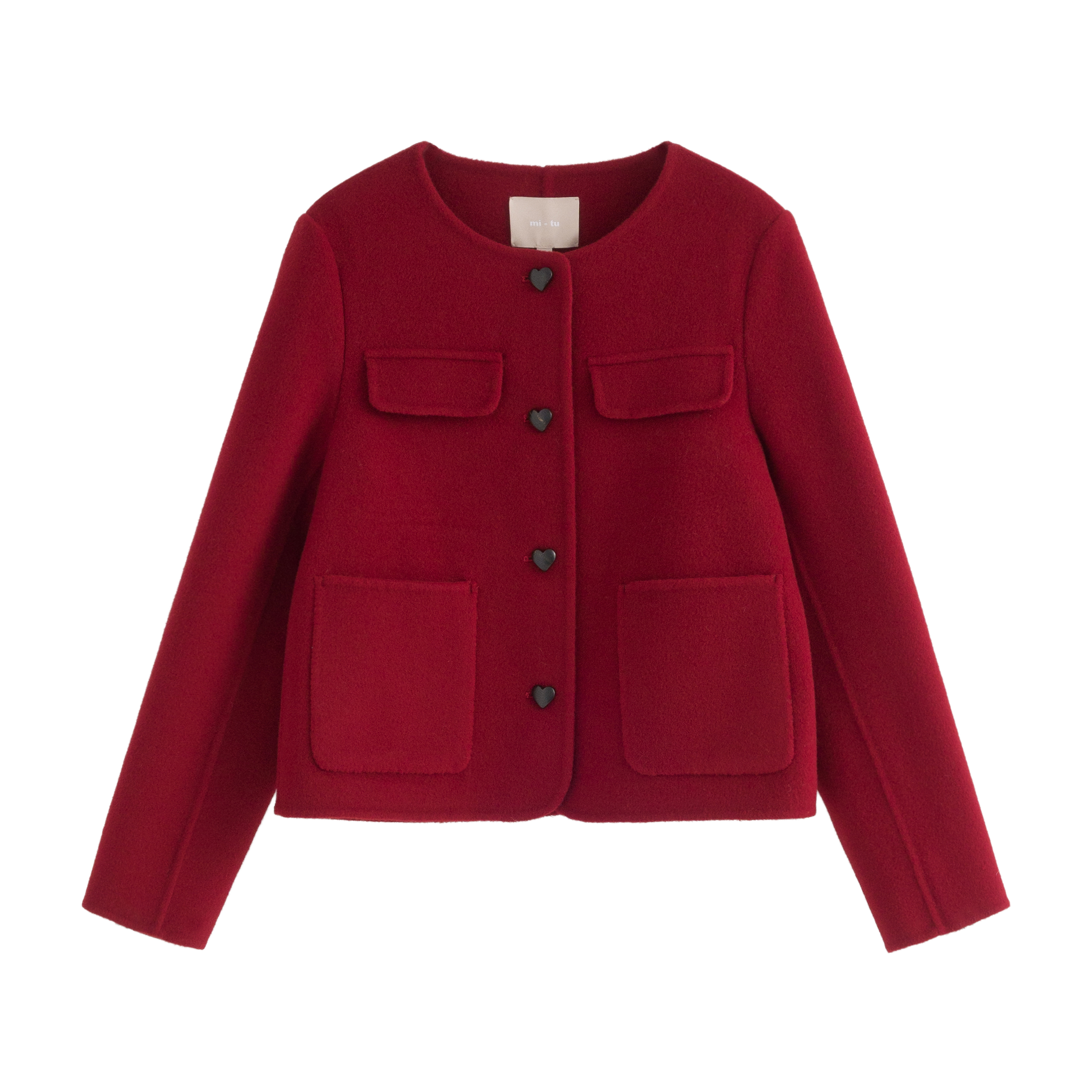 mi-tu 圓領羊毛外套