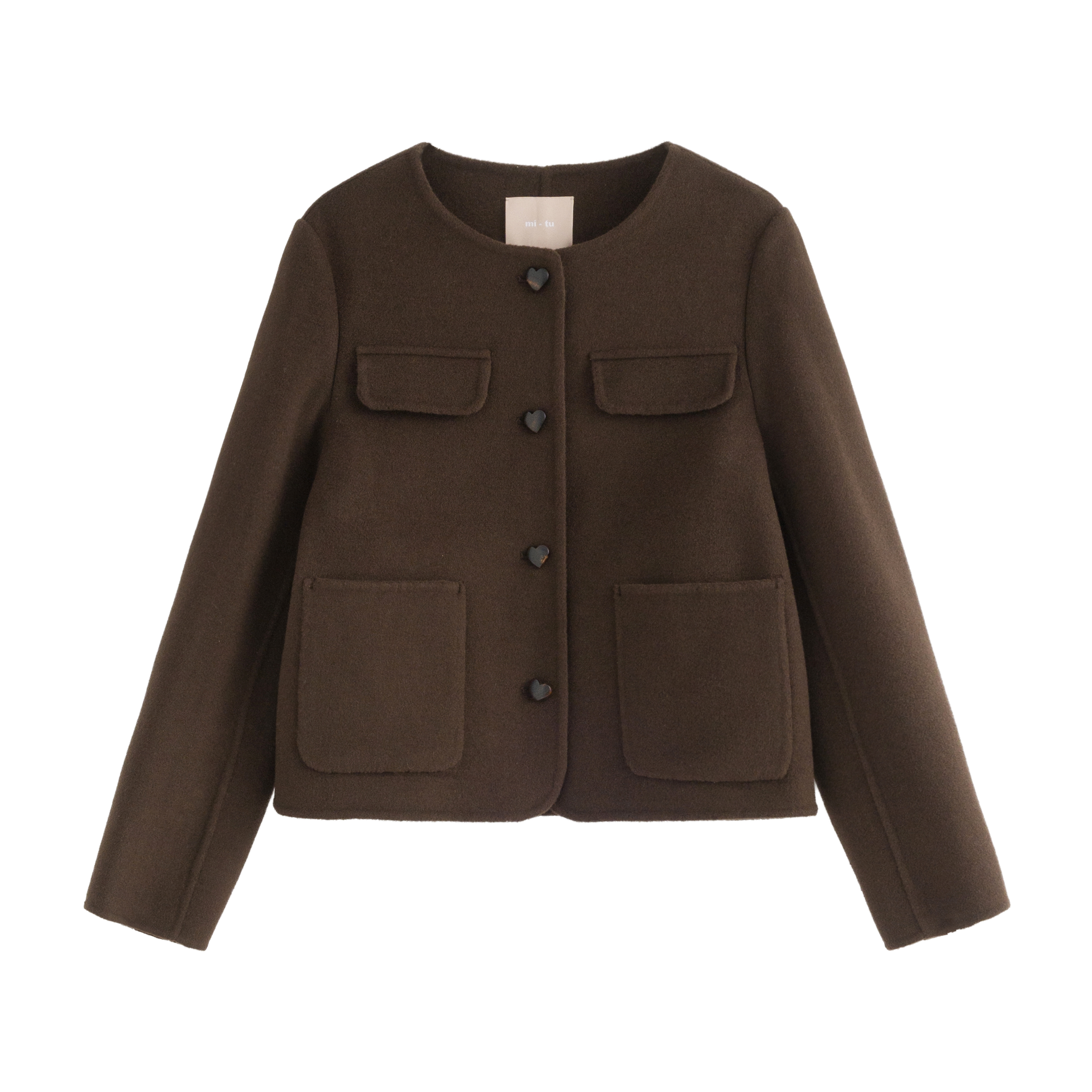mi-tu 圓領羊毛外套