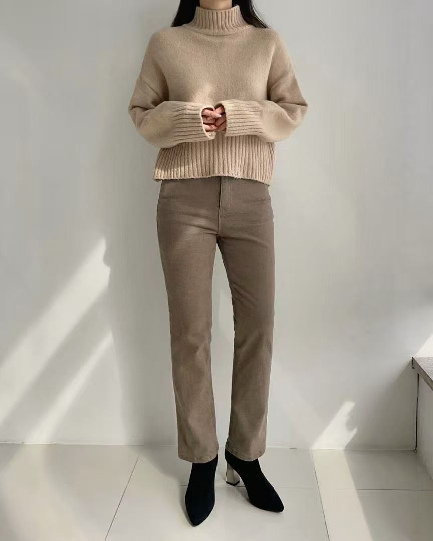 HL251-1 冬季新款!修身刷薄毛長褲