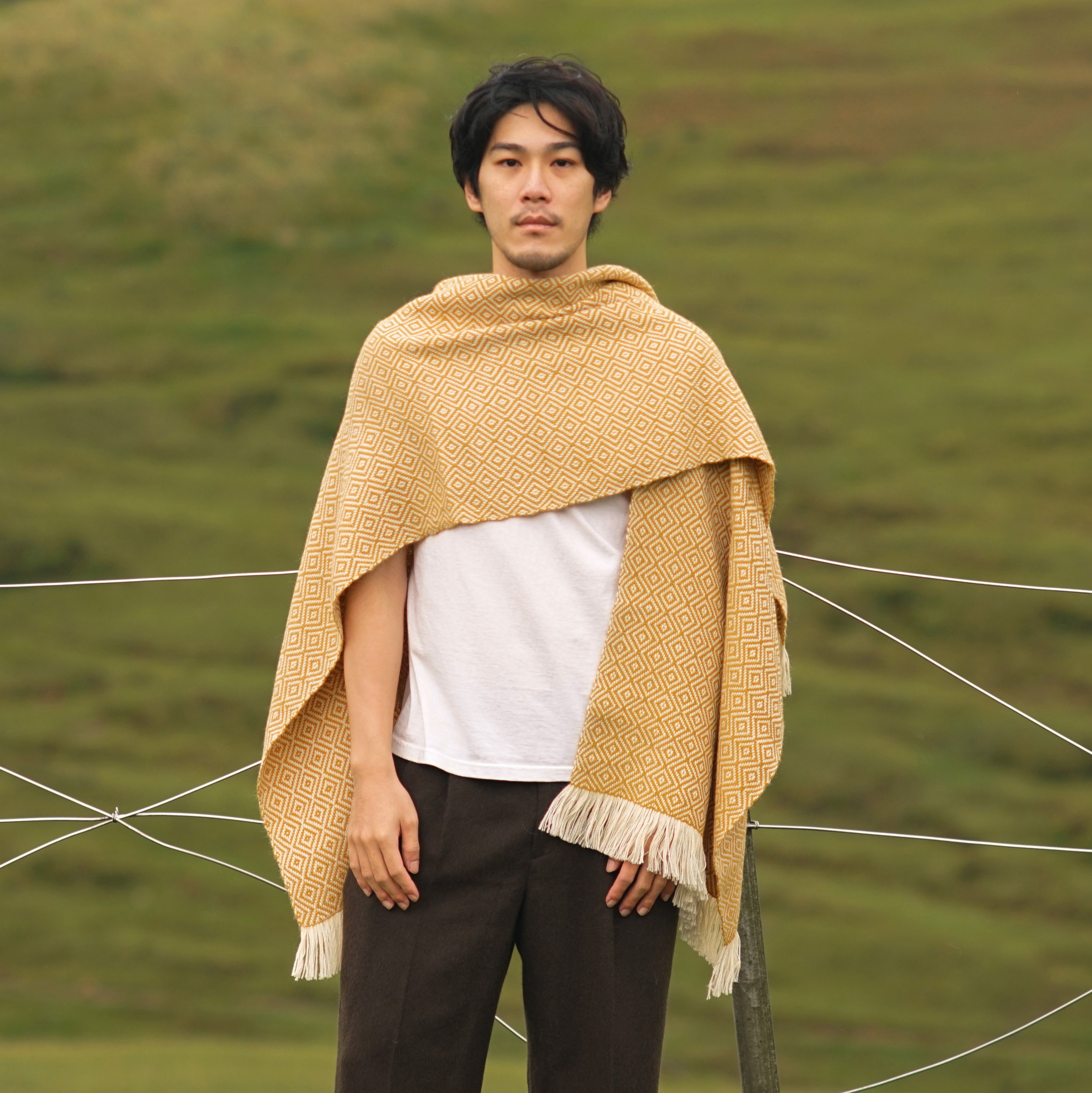 【限量】安地斯羊駝斗篷｜赭黃｜秘魯