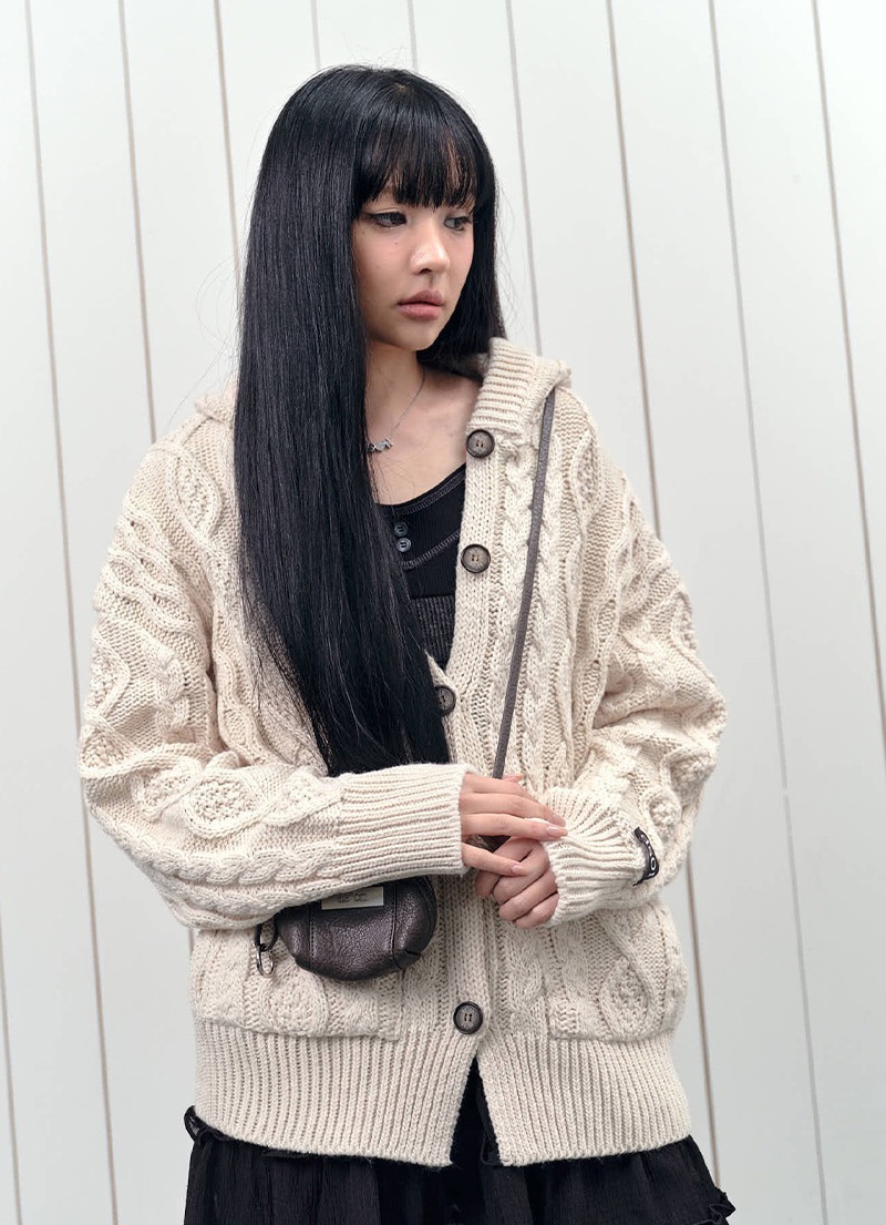 ASON ELO TWISTED HOOD CARDIGAN
