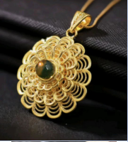 [S] GEMZ & CO AMBER XP042 Blue Amber Flower Basket Pendant, A41 (A41)