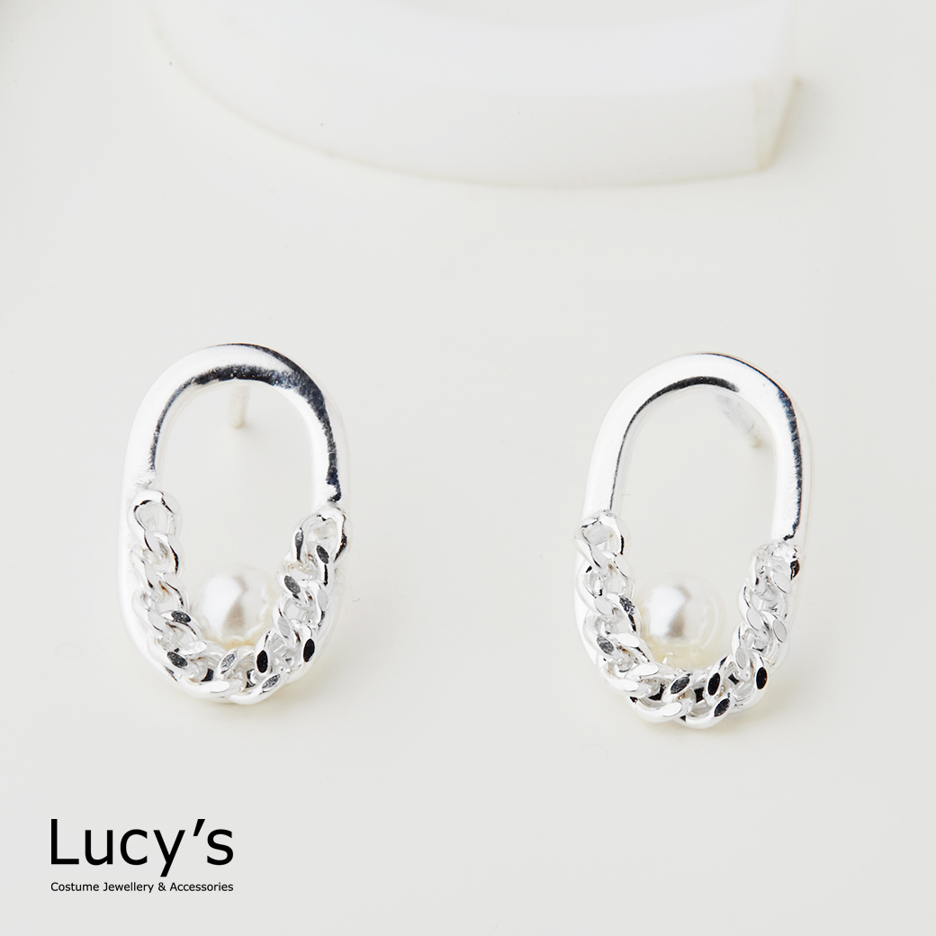 925純銀 珠光搖曳 耳環 (126923)