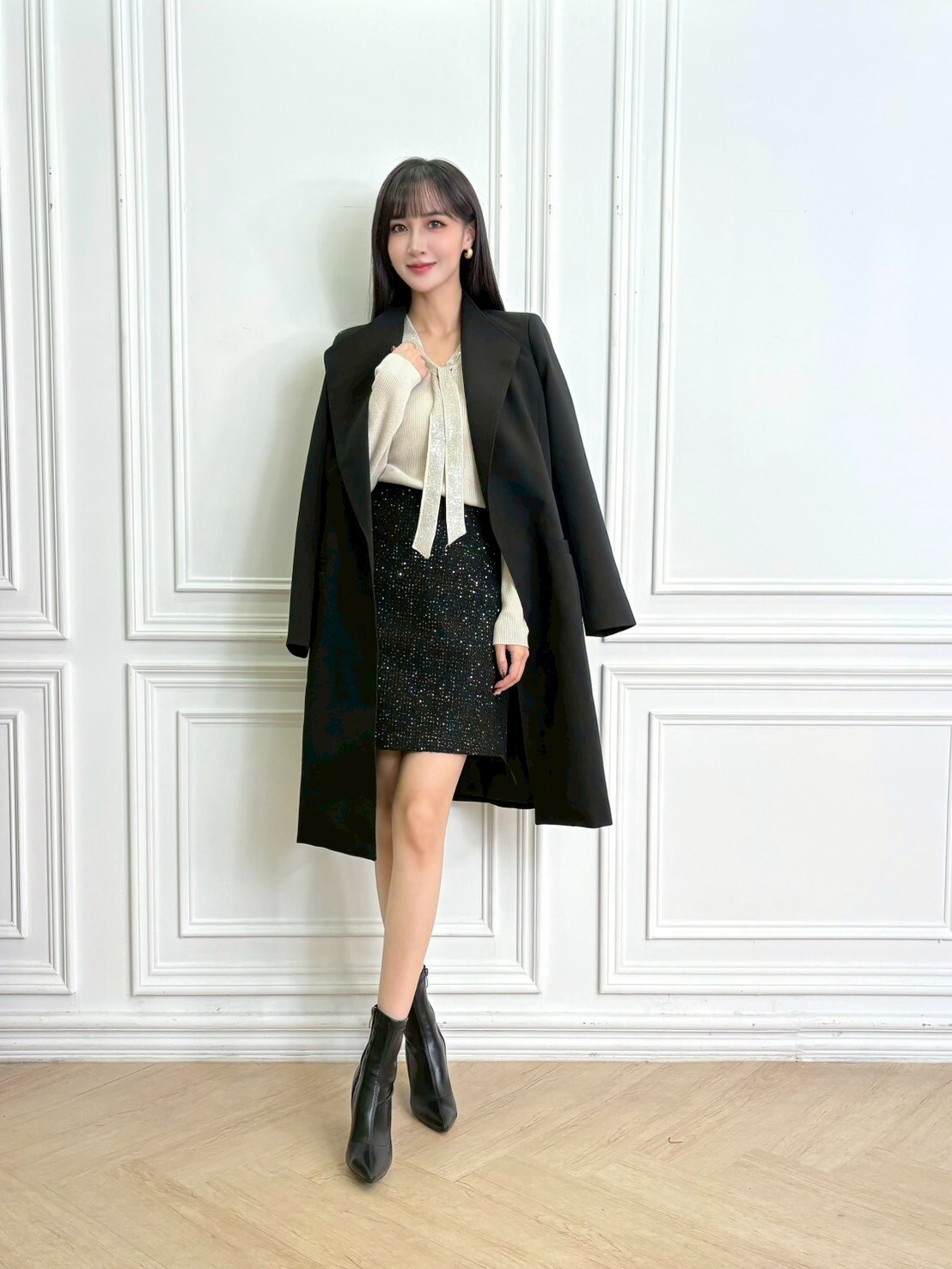 ( JS )高級修身簡約大衣-鍾愛黑