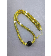 [S] GEMZ & CO AMBER DIY 700 Bloodstone + Blue Amber Necklace, A47 (A47)