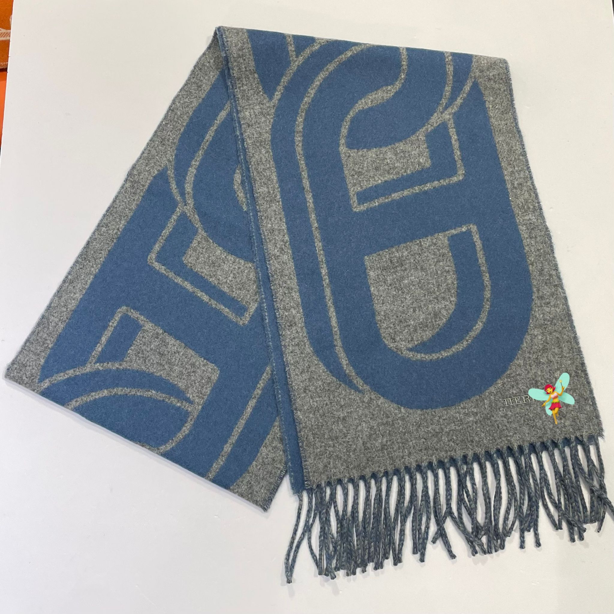 HERMES圍巾 25x170cm 藍色羊絨 MAILLONS TGM  H394825T 04 #BRAND NEW #香榭站正品