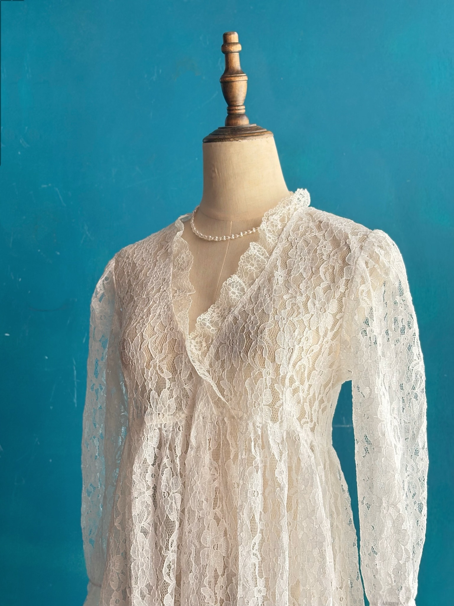 Vintage Dress "Jerry Beck for Charades"/ 美國禮服品牌 經典20年代風格 白色鏤空蕾絲洋裝