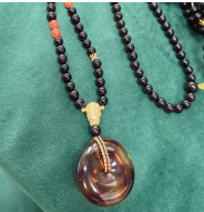 [S] GEMZ & CO AMBER DIY 373 Red and Blue Safety Buckle + Blood Veil + Pixiu Three-Way Pendant Sweater Chain, A55 (A55)