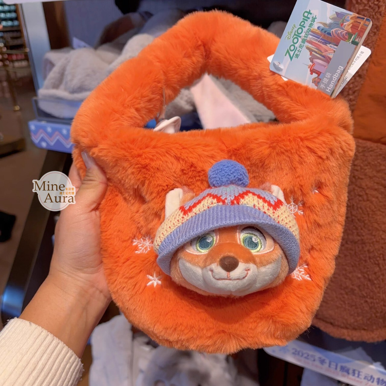 2025 冬日 動物方城市 Zootopia 胡尼克 Nick 狐狸 絨毛 手提包 -上海迪士尼樂園