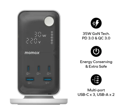 MOMAX | 1-Charge Work-Flow 6 位拖板 US21 (USB 35W max)