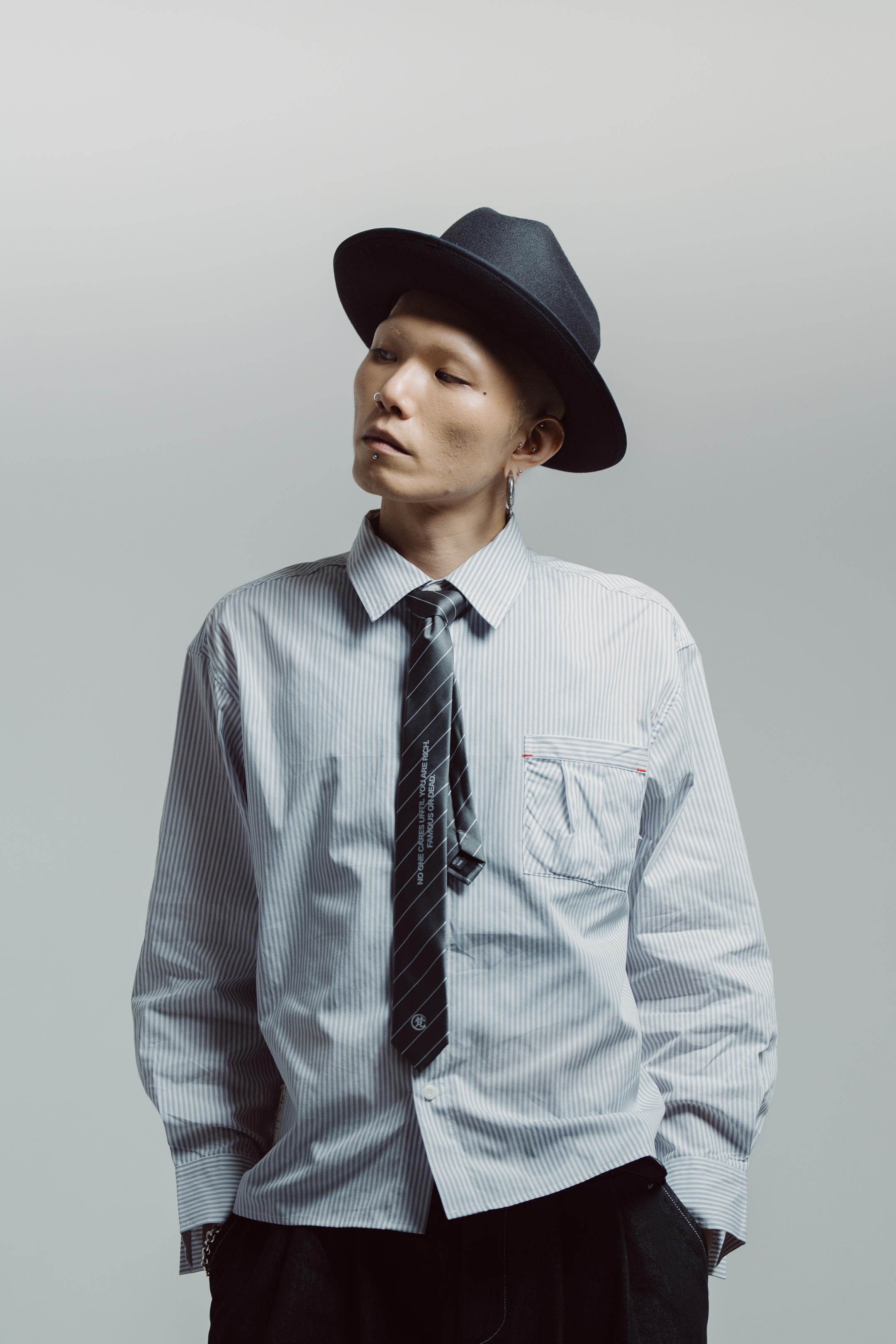 Strip cropped shirt｜White｜Hong Kong Original Design