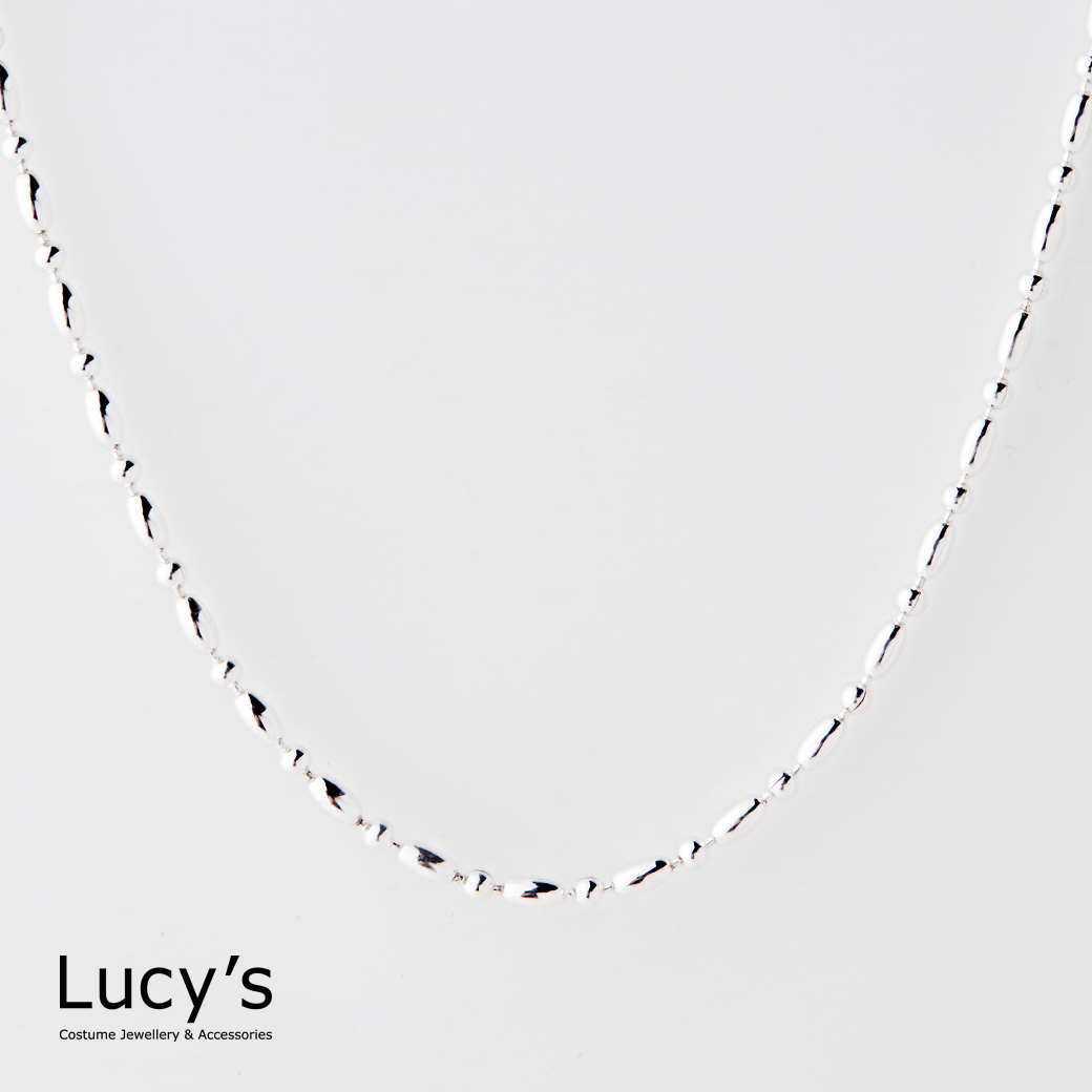 925純銀 米粒圓珠 項鍊 (126285)