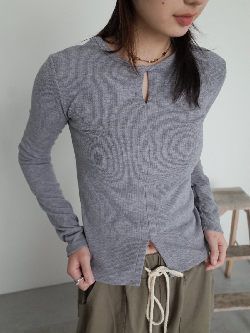 wist-neck rib top